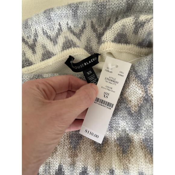 WHBM Cream Ecru Fair Isle Off-the-Shoulder Sweater Wool Blend XS NWT Holiday - Picture 4 of 7